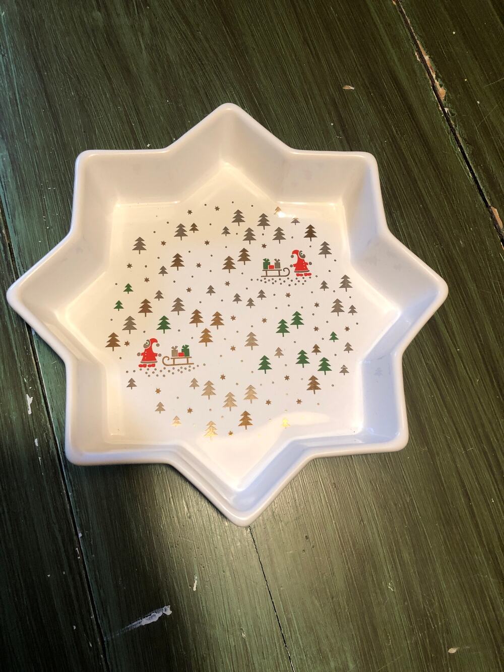 Waechtersbach Germany EUC Star Shaped Santa Pattern Christmas Dish